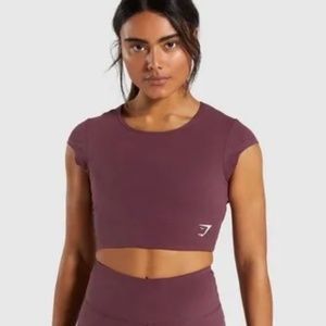 Gymshark Dreamy Cap Sleeve Crop Top - Berry Red SMALL